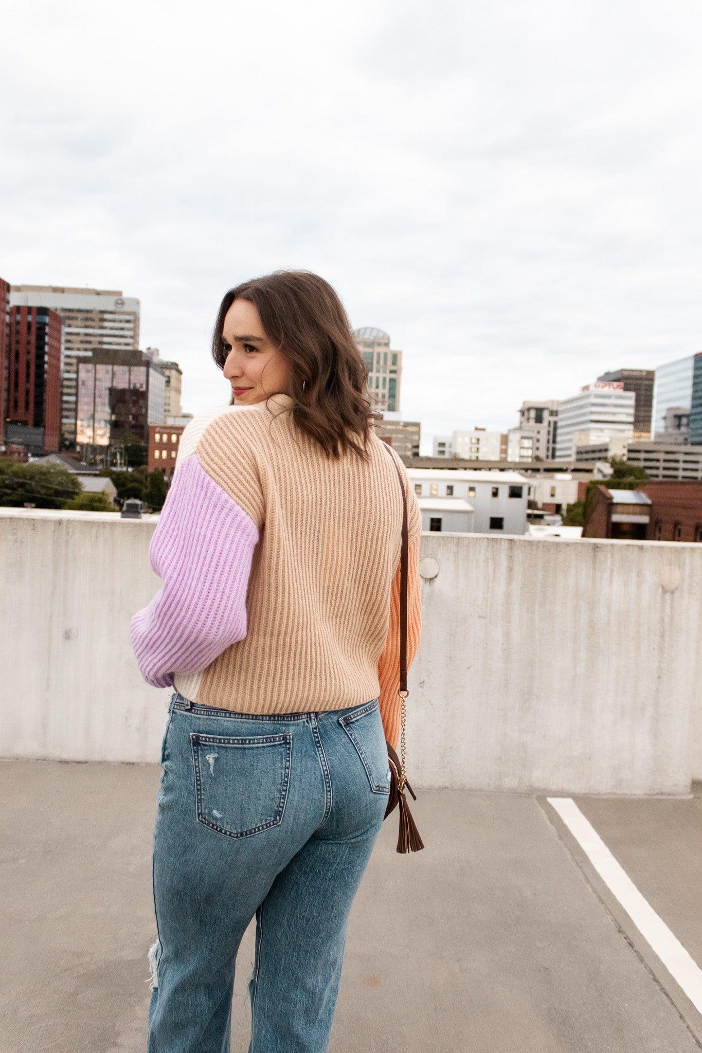 Color Blocked Cropped Sweater