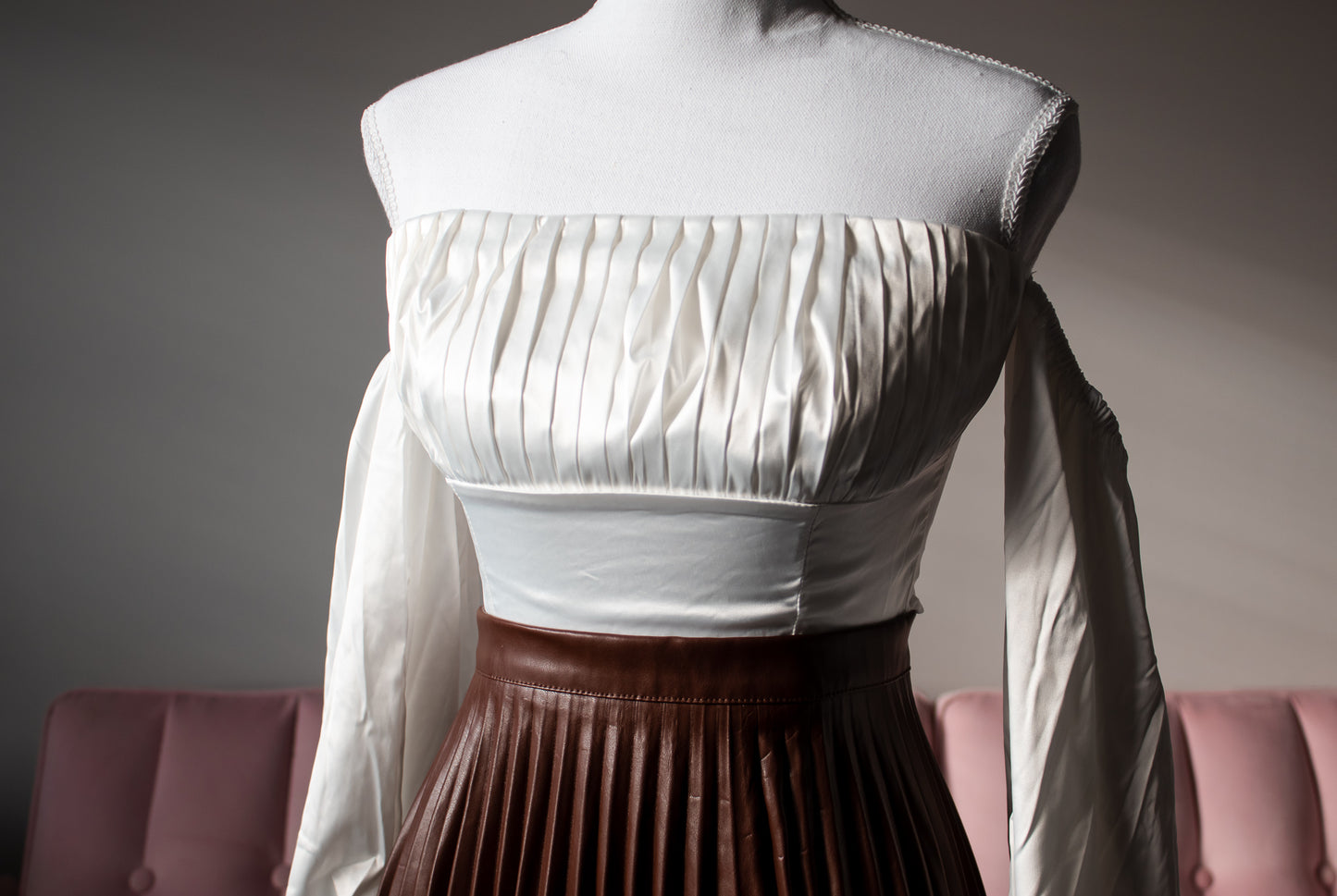 White Satin Off-The-Shoulder Crop Top