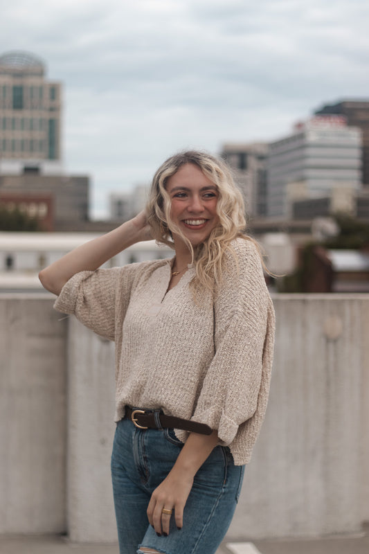 Cropped Oatmeal Sweater