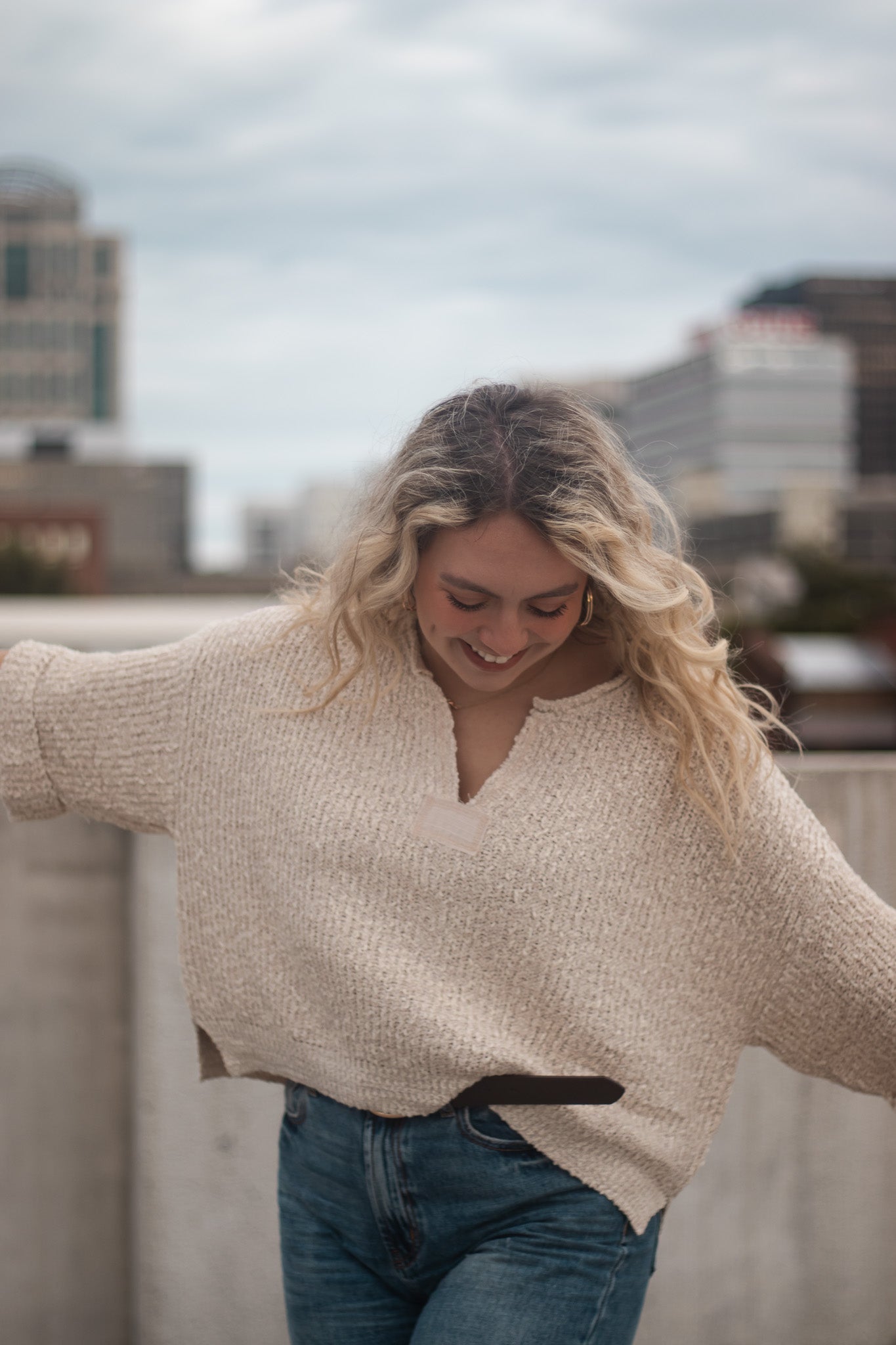 Cropped Oatmeal Sweater