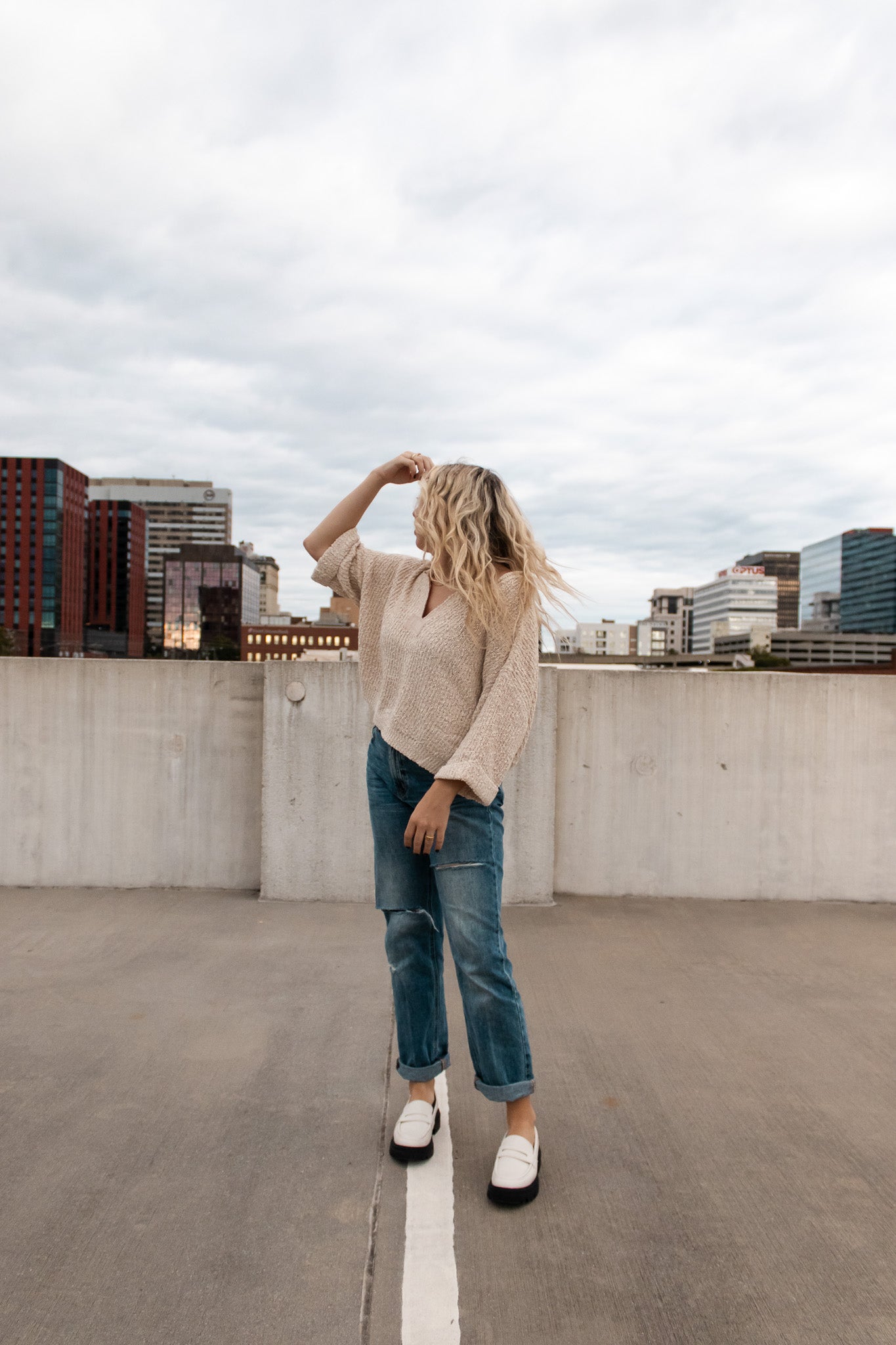 Cropped Oatmeal Sweater