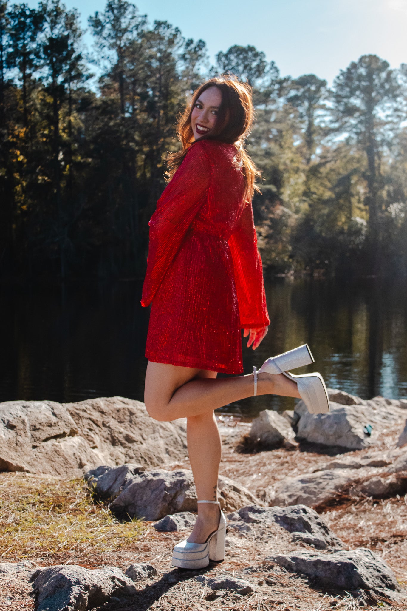 Holly Berry Red Sequin Dress