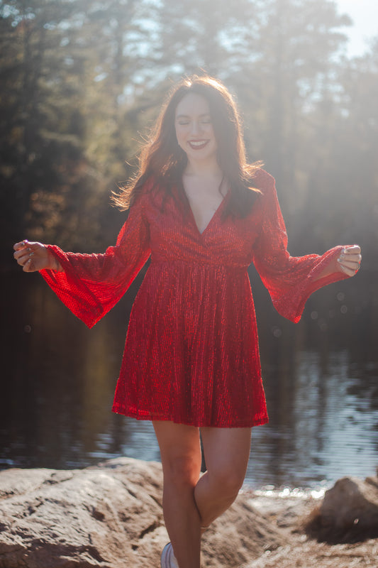 Holly Berry Red Sequin Dress